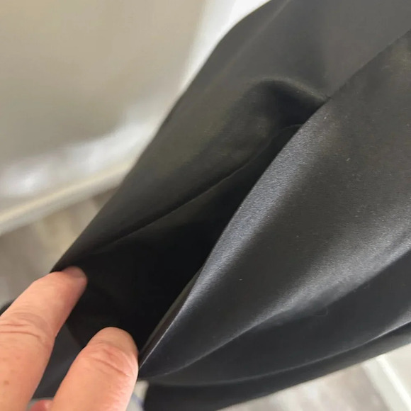 Vtg Black Satin Maxi Skirt Sz S | Whimsigoth Fairy A-Line Full Lined ASO Hepburn - Picture 5 of 6